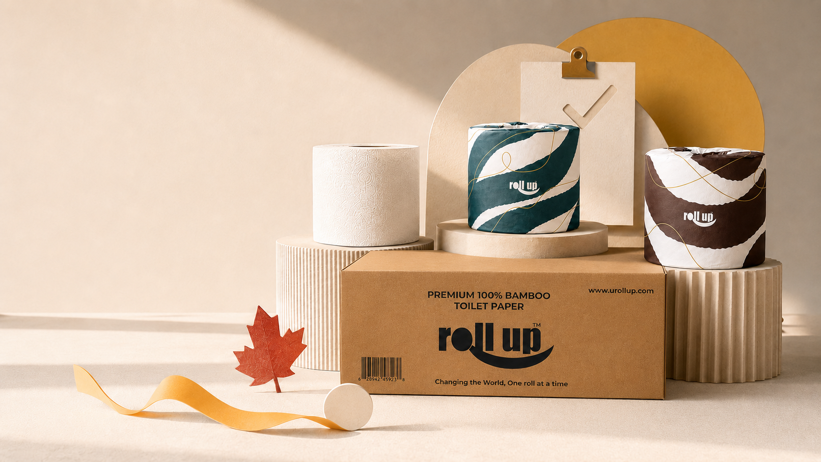 Roll Up Canadian bamboo paper products made with FSC certified bamboo, packaged without plastic and delivered across Canada