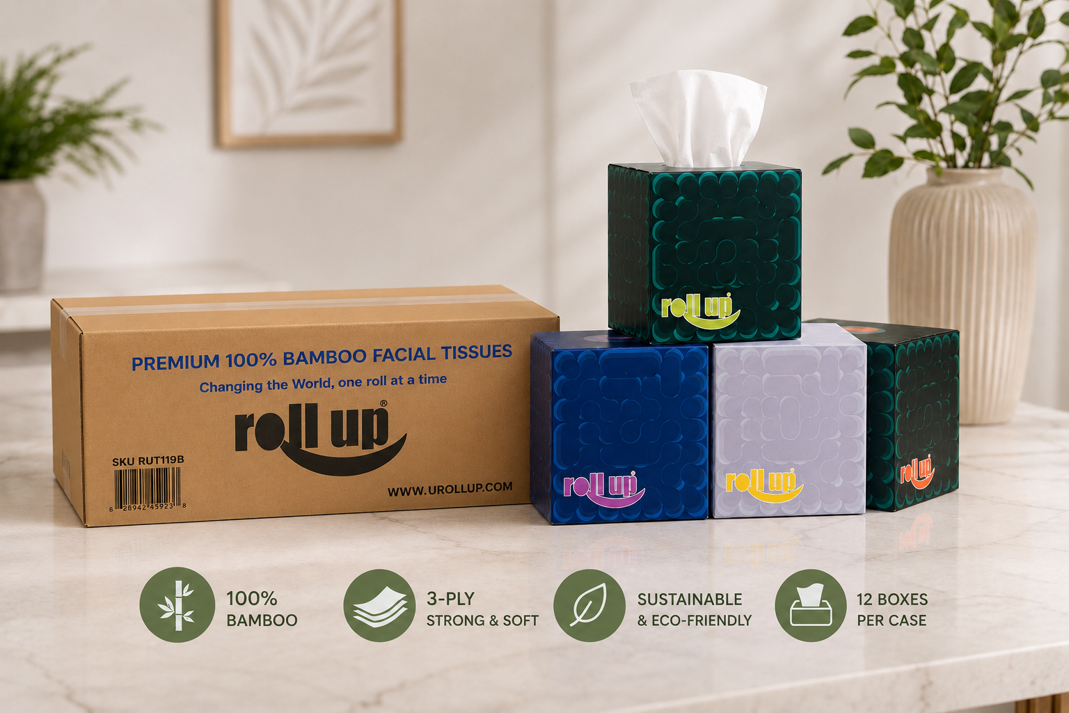 Roll Up Bamboo Facial Tissues Canada 24 Boxes of Tissues Colourful Edition Stylish Facial Tissues Colorful Tissues Box 100% Bamboo Organic Bamboo Lint Free Facial Tissues Extra Soft Tissues 3 Ply Sustainable Facial Tissues Biodegradable Facial Tissues Rollup Paper Rollup Subscription Plastic Free Facial Tissues Best Bamboo Tissues Commercial Offices Tissues